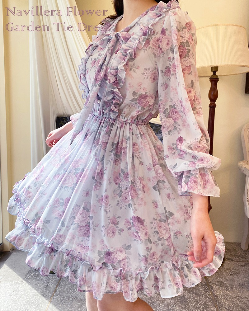 나빌레라 꽃밭타이원피스 (핑크,바이올렛) Navillera Flower Garden Tie Dress