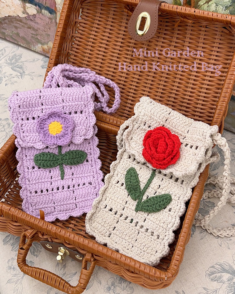 미니텃밭 손뜨개가방 (베이지,퍼플) Mini Garden Hand Knitted Bag