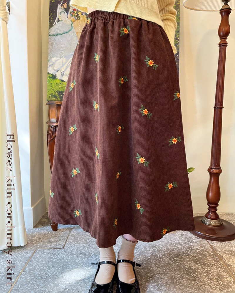 꽃가마 코듀로이스커트 (블루,브라운,블랙) Flower kiln corduroy skirt