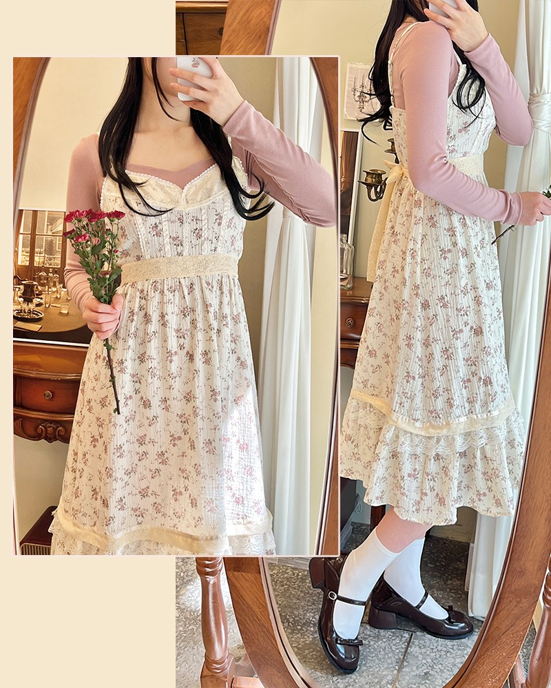 빈티지장미 뷔스티에원피스 vintage rose bustier dress